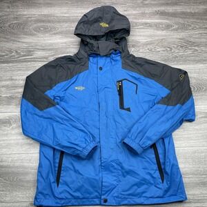 Wantdo Jacket Mens Large Blue Hooded Insulated Ski Snow Coat Removable Hood